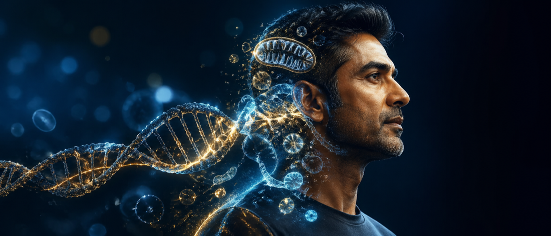 The 12 hallmarks of aging connecting human health to microscopic cellular processes.
